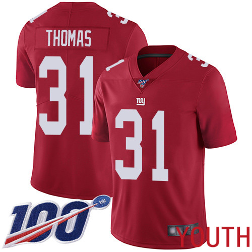 Youth New York Giants #31 Michael Thomas Red Limited Red Inverted Legend 100th Season Football NFL Jersey